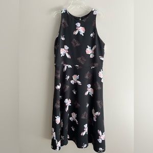 Banana Republic Black Floral Fit and Flare Dress